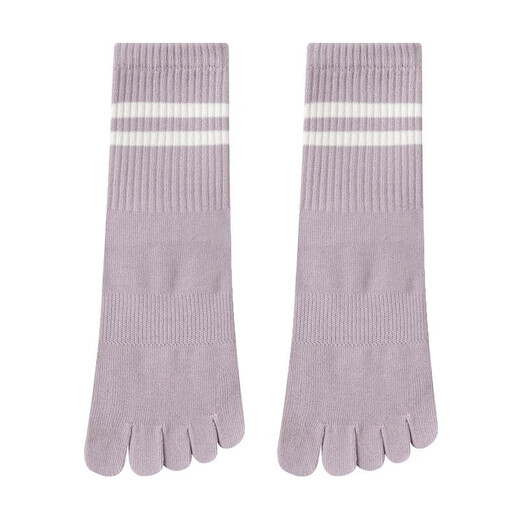 Youchili Pilates Socks Five Finger Professional Yoga Anti-Slip Fitness Indoor Sports Mid-Tube Socks Women's Skipping Rope Floor Jumping Mid-Tube 5-Finger Non-Slip-Purple One Size Suitable for Sizes 35-39