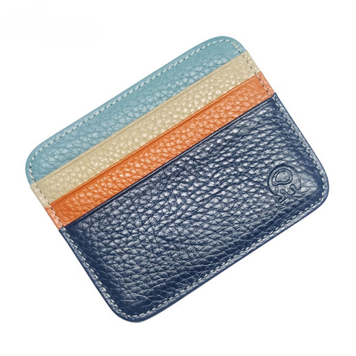 Kadisu Card Bag Bank Card Head Layer Cowhide Women's Contrast Color Card Bag Coupon Wallet Thin Card Jacket Driver's License Bag Bus Card Case Youthful Colorful Style (Top Layer Lili Pattern Cowhide)