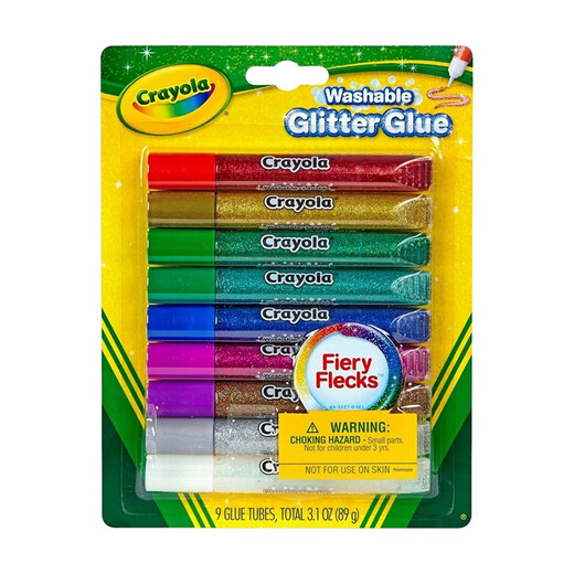 Crayola Crayola 5 colors 9 colors washable thick head flash glue pen children's creative hand-painted painting tools 9 colors washable thick head flash glue pen 69-3527