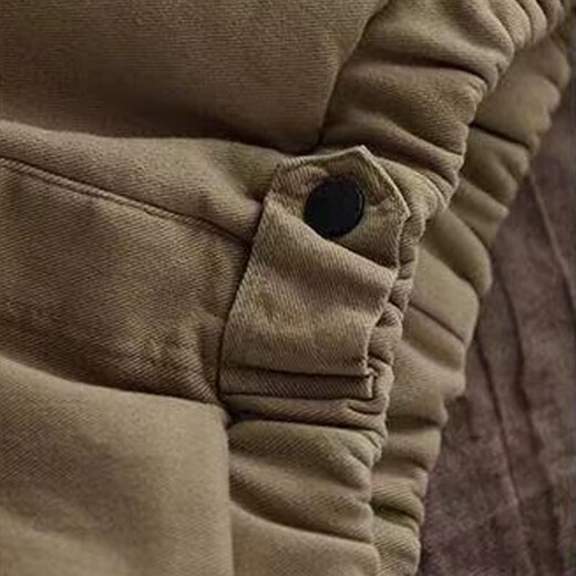 Lino de algodón Zimu Otoño e Invierno, cintura elástica versátil Long Velvet pantalones casuales engrosados ​​1392 Khaki 3xl (recomendado 140-150 Jin [Jin iguala 0.5 kg])