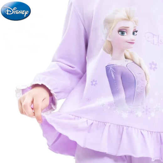 Disney girls trendy pajamas set children's pure cotton autumn clothes new ice and snow Aisha cute princess home clothes children's clothing 724 #pink set 120 cm