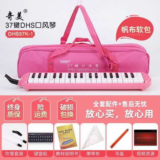 Chimei Free Engraving DHS Mouth Organ 37 Key Beginner Instrument for Classroom Teaching for Primary and Secondary School Students 37 Key Pink + Full Set of Gifts
