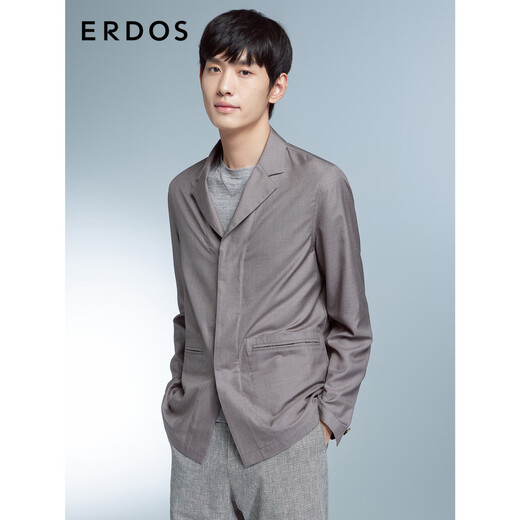 Erdos [Coronación natural] Spring and Summer Lapa Mulberry Silk cómodo Commuter Commuter Chaqueta de hombres casuales Camel Brown XL 180/100A