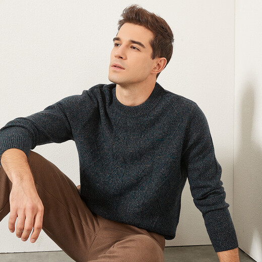 Crocodile shirt autumn and winter new style 100% sheep wool thickened half turtleneck cable warm bottoming sweater men's wool sweater men's floral gray M 170/88A (105c)