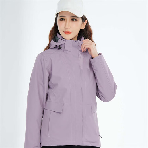 Chaqueta Simboo para hombres, pelaje de tres en uno a prueba de viento y tibio con alpinismo de terciopelo y esquí al aire libre 12805 Purple-Women S