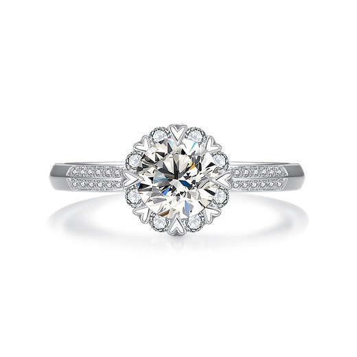 AVHE white platinum diamond ring set with bouquet of flowers for wedding gift ring Chinese Valentine's Day wife cultivated diamond artificial diamond platinum 18K gold set with snowflake - 30 points D color main diamond 9-20 ring number can be consulted or remarked