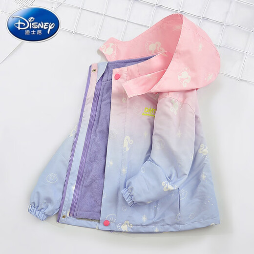 Disney Children's Jacket Autumn and Winter 2025 New Style Girl Baby Baby Three-in-One Desmontaje Charge I-Cloth Autumn Plus Velvet Gradiente Ropa de invierno Color 6623 más algodón se puede separar 130 cm