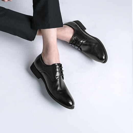 Playboy (PLAYBOY ESTABLISHED 1953) classic men's lace-up business wedding leather shoes British round-toe formal shoes men's shoes 5DW009049D01 black 44