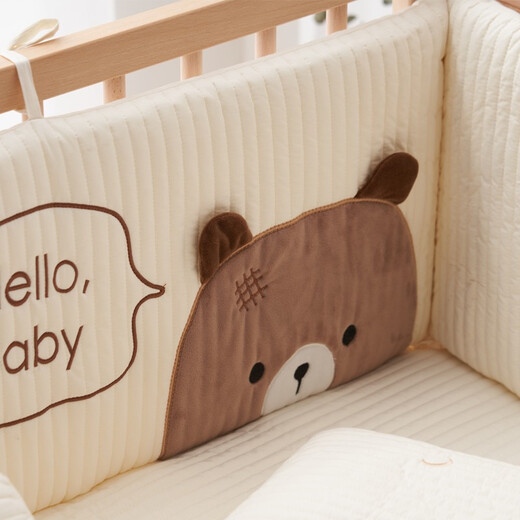 Ferbeth Krippenbett Surround Weiche Beutel Anti-Kollision Baby Kind Spleißbett Zaun Abdeckung Stoff reines Baumwollbettgehäuse Kit kann maßgeschneidert werden.