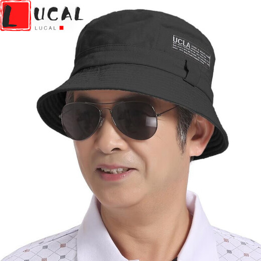 LUCALY中国风礼帽男士渔夫帽春秋老年休闲晒太阳帽中年男老人男式夏遮阳爸爸帽子 深灰色 均码(57-59cm)