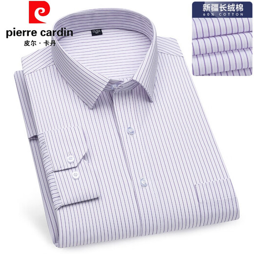 Pier Cardin Dad Dad Langarmed Hemd mittleren und älteren Xinjiang-Baumwollhemd-Hemd mit mittleren Alters im mittleren Alter, das das Hemd mit gerader Styling-Bottoms-Bottom-Style-Hemd 6623 38 ist