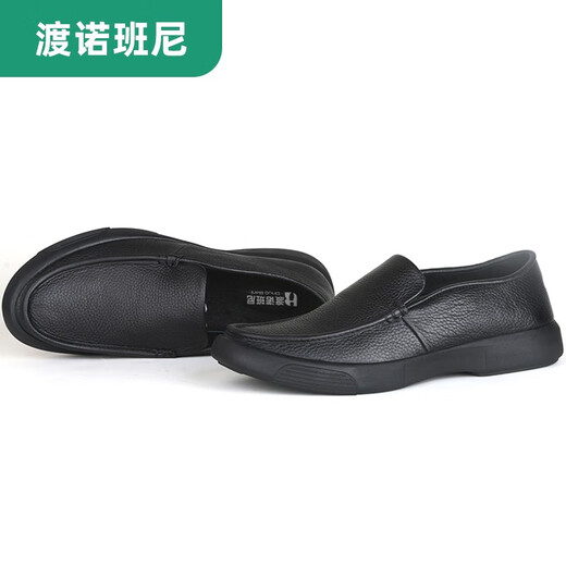 渡诺班尼休闲鞋男鞋真皮商务皮鞋头层牛皮老人鞋软底爸爸鞋 3895黑色皮鞋 43