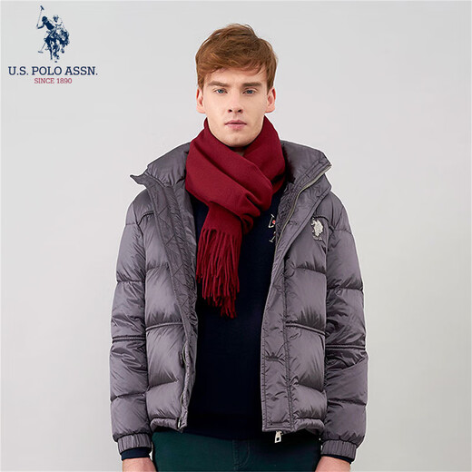 U.S. POLO ASSN.US保罗羽绒服男中青年外套连帽冬季保暖白鸭绒工装外套男百搭男装 黑色7028 M 165（105-120斤左右）