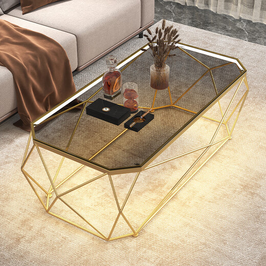 Yuan Siyi Light luxury modern coffee table small apartment living room home table simple Nordic tempered glass sofa side table iron art