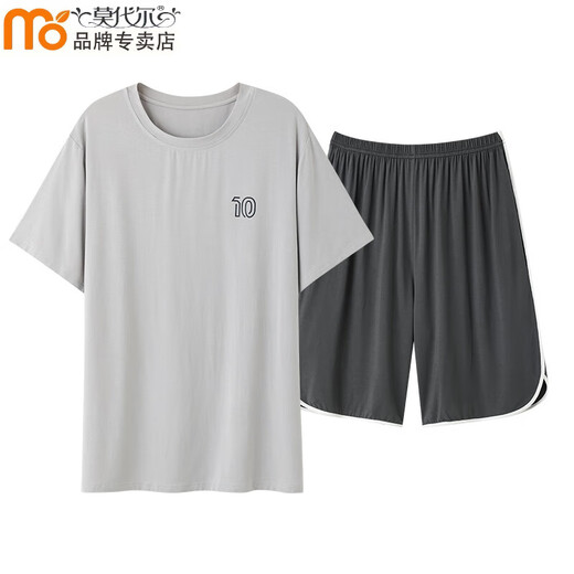 
Modal ice silk pajamas men in summer round neck short sleeve casual teenager men can wear home clothes suits outside 09M15606 XL 120-140Jin [Jin equals 0.5 kg]
