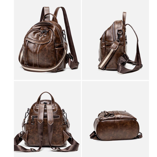 Jianying -Rucksack für Frauen Feste Farbe Retro Vielseitige Mode Frauenbeutel Casual Reis