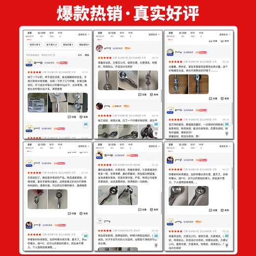 Baijie 304 stainless steel manual juicer, fruit and vegetable stuffing dehydration squeezer, orange juice squeezer, juicer press, mud press 304 stainless steel juicer JL-305