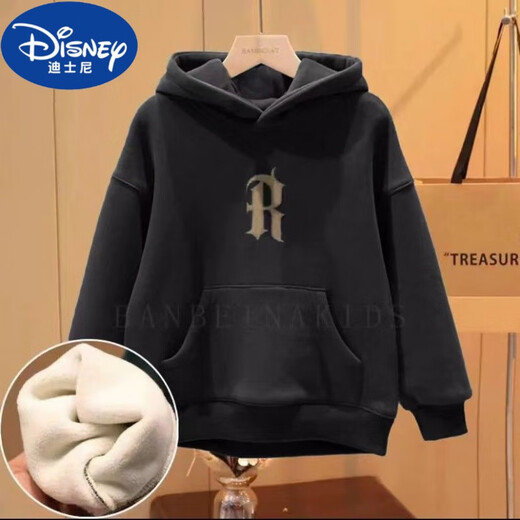 Disney (Disney) Boys Winter Wear Suit 2025 New Medium and Large Children's Autumn and Winter Western Style Children's Boys' Velvet Thickened Sweater Two-piece Set Dark Gray Velvet Two-piece Set 150