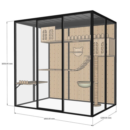 Panoramic cat villa cat house household cat cage large indoor cat villa cat cabinet luxury glass cat room customization A length 186 depth 120 height 183 package entry package installation