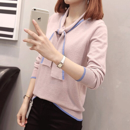 莎妮朵罗大码女装毛衣女胖妹妹秋装新品宽松百搭针织衫打底衫15278 粉色 2XL 建议135~165斤