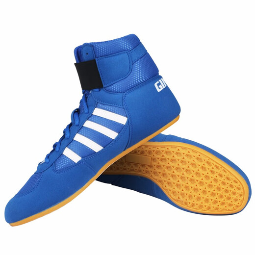 Yilizhe boxing shoes for men and women, Sanda shoes, high-top fighting wrestling shoes, beef tendon sole fighting Muay Thai indoor comprehensive training shoes, four-bar black pair 42