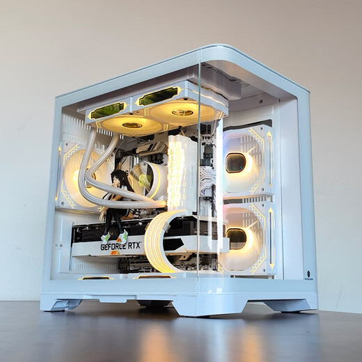 玩嘉天幕白色MINI曲面玻璃海景房电脑机箱台式机MATX240/360水冷 天幕MINI白（支持MATX/240水冷/32显卡