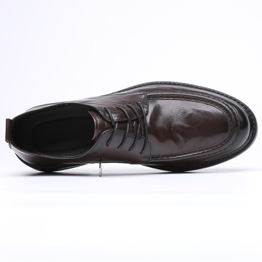 Goodba Ye first-layer cowhide men's casual leather shoes genuine leather business leather shoes men's lace-up formal shoes soft leather round-toe men's shoes dark brown 40