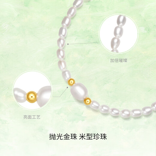 Saturday Fortune (ZLF) 18K Gold Freshwater Pearl Bracelet Women's Millet Beads Elegant Bracelet Bracelet for Girlfriend Gift 17cm