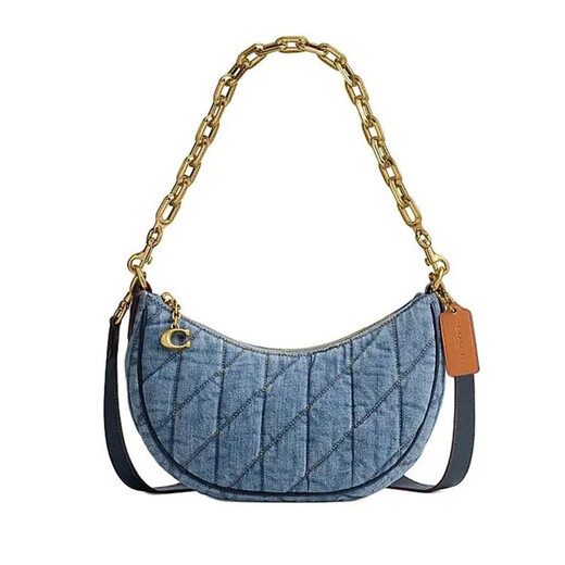 Die neue Crescent Bag Luna 27-Serie des Trainers, klassische Presbyopia Leder-Unterarmtasche, One-Shoulder-Handtasche, Freundin, Denim Blue CR679 B4in