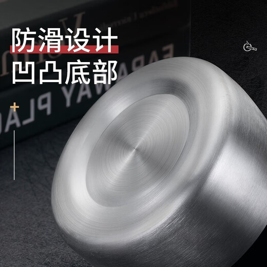 Xinshu stainless steel ashtray, thickened and windproof, creative home Internet cafe, hotel office, personalized bar, extra large diameter 12cm, mouth 11cm, height 5.4cm