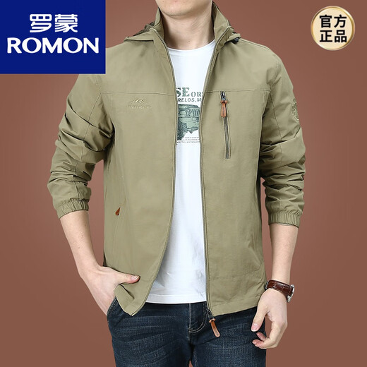 Romon (Romon) Jacket Men's Spring and Autumn Men's American American improvisada a prueba de agua Autumn Sports Chaqueta de otoño de otoño de mediana edad Khaki 9898 más Velvet 5XL