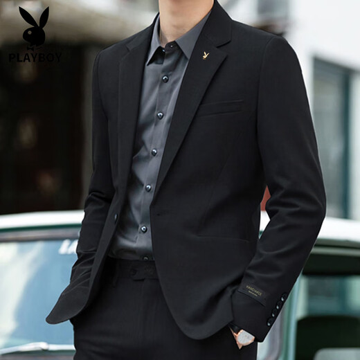 Playboy Suit Men's Casual Suit Formal Groomsman Suit Small Suit Jacket Men Black Single Suit XL 175 Recommended 115-130 Jin Jin equals 0.5 kg