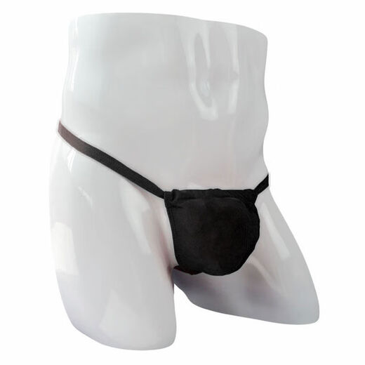 Gay Men's Sexy Underwear with Root Rings and Back Strapless T-Pants T-Pants Revealing Buttocks PP Black One Size