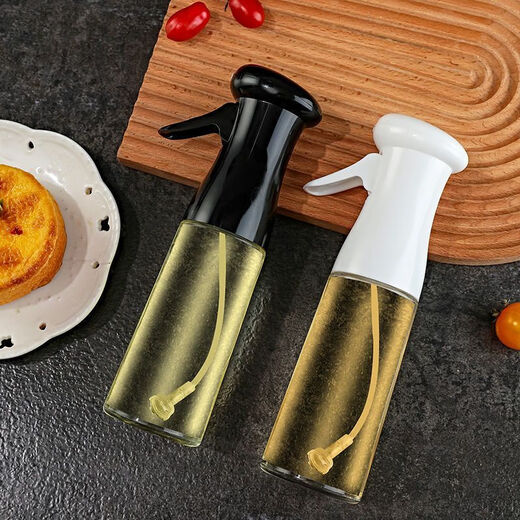 German oil pot glass material spray bottle spray bottle air fryer spray bottle atomization household press oil pot without hanging 300ml black uniform atomization