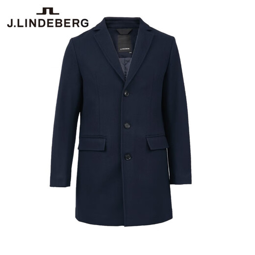 金林德伯格（J.Lindeberg）商场同款春夏休闲中长款羊毛呢大衣西装款外套男51934S503 PAF深黑蓝 XS
