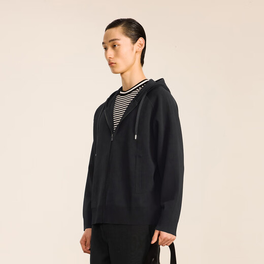 Sketch men's autumn and winter new cardigan sweater loose casual zipper hooded sports fashion trend jacket top 001 black XS