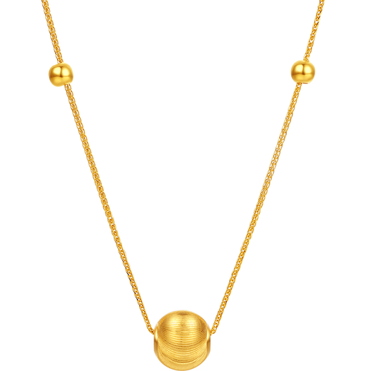Saturday blessing 18K gold necklace female cat's eye gold bead color gold necklace birthday gift C0613739 40+5cm