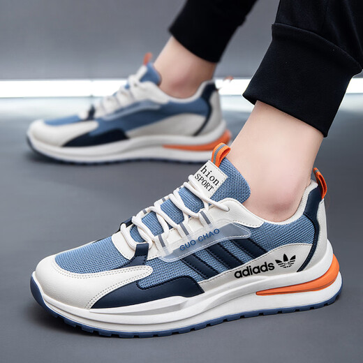 
Brand broken-size men's shoes sports shoes 2025 spring and summer new casual shoes mesh breathable running shoes casual shoes ad6628-white gray leather waterproof model 38