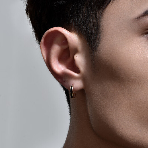 Mingyang Zhuhai 18K gold white gold rose gold earrings men's earrings single light luxury simple high-end circle earrings earrings small 18K gold gold earrings single