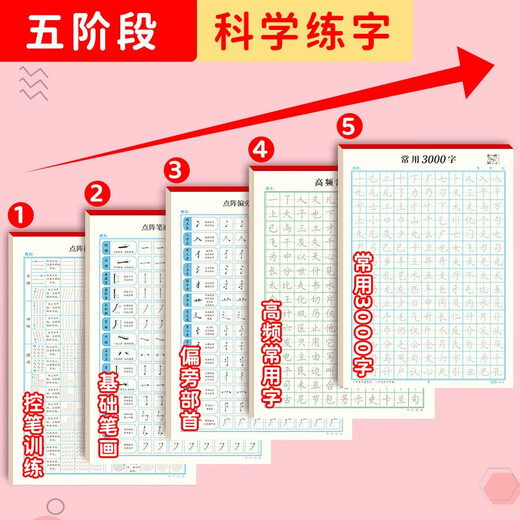 Book line, commonly used 3000-word regular script practice copybook for beginners and adults, entry-level pen control training copybook, stroke order, hard-pen calligraphy practice book, college students' regular script quick copying, commonly used 3000-word 2 books, no Specifications