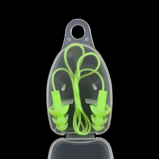 Jiaoliu adult and children's swimming earplugs, soft silicone, waterproof, anti-lost, comfortable box for bathing and diving with rope, orange