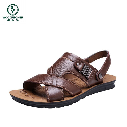 Specht 2025 Sommer Neues Produkt Herren Sandalen Herren trendige Lederschuhe Strandschuhe Große Palettenschicht Cowhide Freizeit -Männer Sandalen 12129 Brown 38