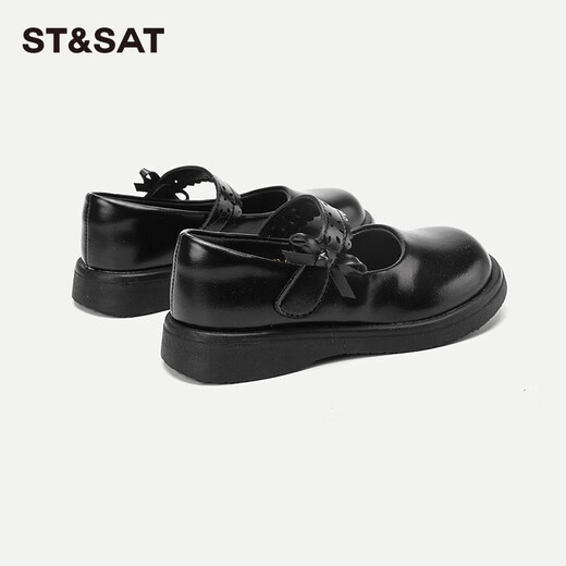 Samstag Kinderschuhe Frühlings- und Herbstmädchen weiche alleinige Performance Schuhe Schwarze kleine Lederschuhe Fashion Prinzessin Schuhe Britisch Stil Schwarz 35