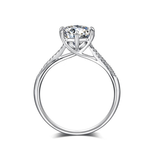 AVHE white 18K gold platinum twisted arm six-claw round diamond cultivated diamond ring for women IGI artificial diamond ring as a wedding gift. Platinum twisted arm snowflake diamond ring-30 points D color/VVS