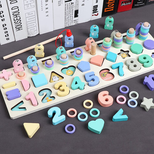 Toys pour enfants 1 numéro 2 Puzzle du bloc de construction 3 ans et demi 4 Développement Bébé garçons et filles Intellectuel Early Education Wl Marc - Four en un jeu de pêche apparié
