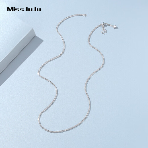 Miss JuJu pt950 platinum necklace women's Chopard chain platinum pull-out adjustable style with pendant sweater chain plain chain weight 4.8-5.0g length 45cm thick about 1.4mm abalone buckle