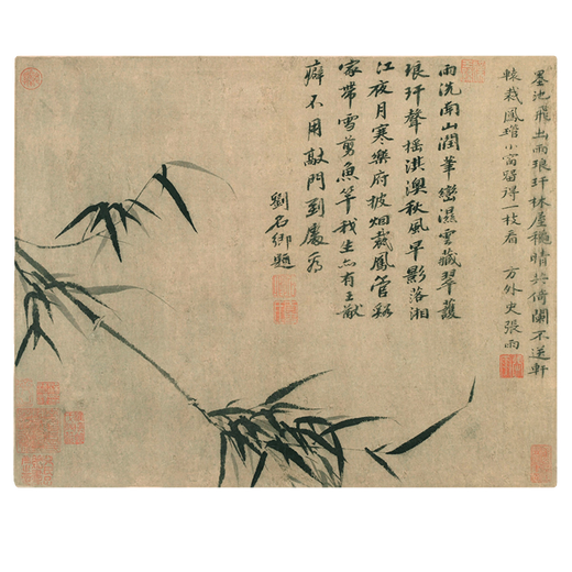 Yuan Zhang Yu ink bamboo picture ancient flower and bird painting scroll famous painting replica antique hanging painting decorative painting Yuan Wuzhen Zhuquan small boat 12052 40X50 cm spray painting heart size