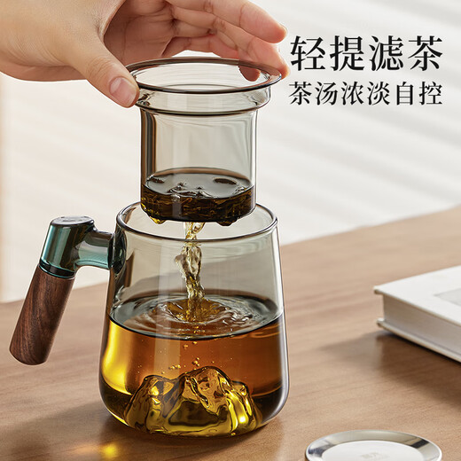 Fuguang tea cup tea water separation high borosilicate glass cup office tea cup flower tea cup fair cup 500ml