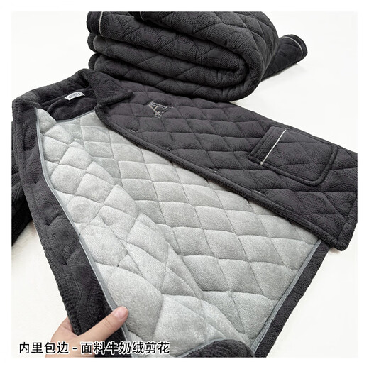 Suiyue Pajamas Los hombres engrosados ​​y lujosos de invierno de madera de tres capas de algodón de algodón de algodón tibio de algodón de algodón de casilla de su traje de mediana edad y ancianos N9930 Milk Velvet XL mejorado y engrosado (120-140Jin [Jin equivale a 0.5 kg])