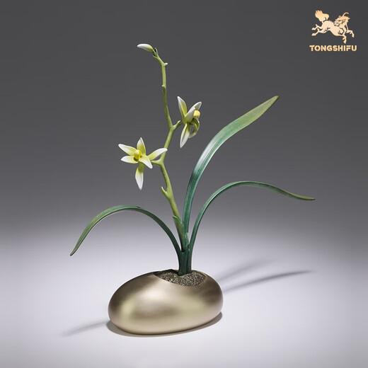 铜师傅《春兰 夏荷 秋桂 冬梅》客厅桌面铜摆件 装饰摆件伴手礼物 春兰